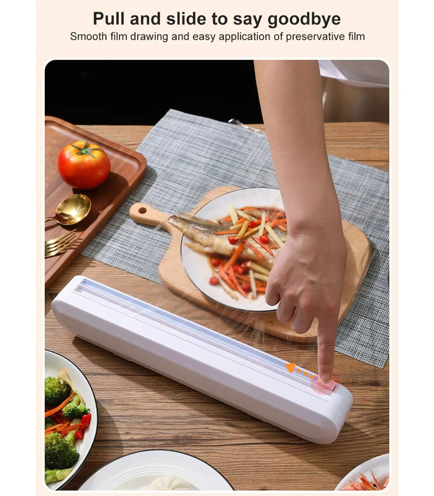 Kitchen Organizer Plastic Wrap Dispenser – Wall-Mounted Foil &amp; Cling Film Cutter and Storage Holder
