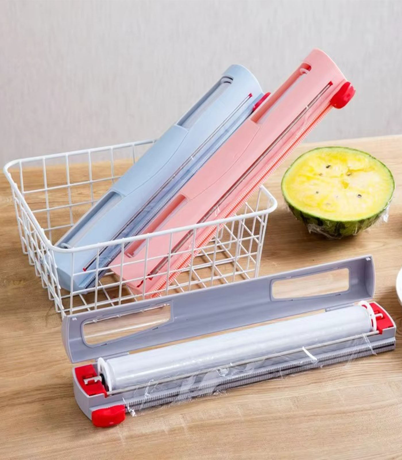 Kitchen Organizer Plastic Wrap Dispenser – Wall-Mounted Foil &amp; Cling Film Cutter and Storage Holder