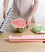 Kitchen Organizer Plastic Wrap Dispenser – Wall-Mounted Foil &amp; Cling Film Cutter and Storage Holder