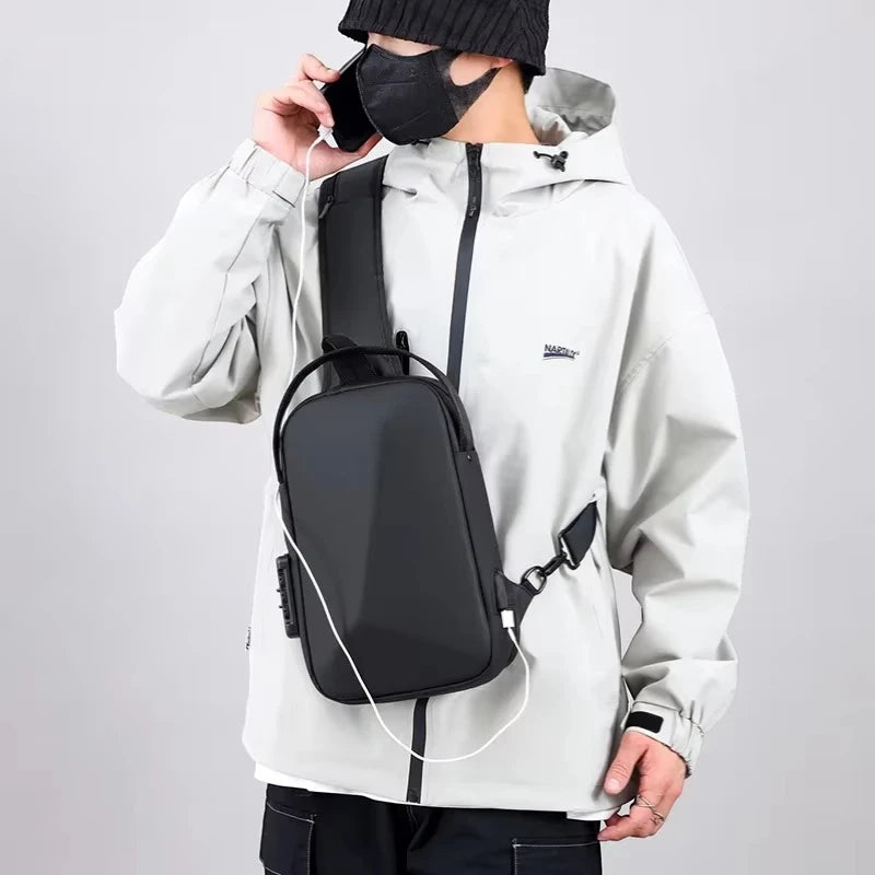 Large Capacity Outdoor Cycling Crossbody Bag – Multi-Functional USB Charging Shoulder Bag for Men