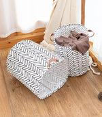 Large Foldable Waterproof Laundry Basket | Cotton Linen Grid Storage Hamper for Bedroom &amp; Bathroom