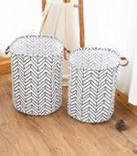 Large Foldable Waterproof Laundry Basket | Cotton Linen Grid Storage Hamper for Bedroom &amp; Bathroom