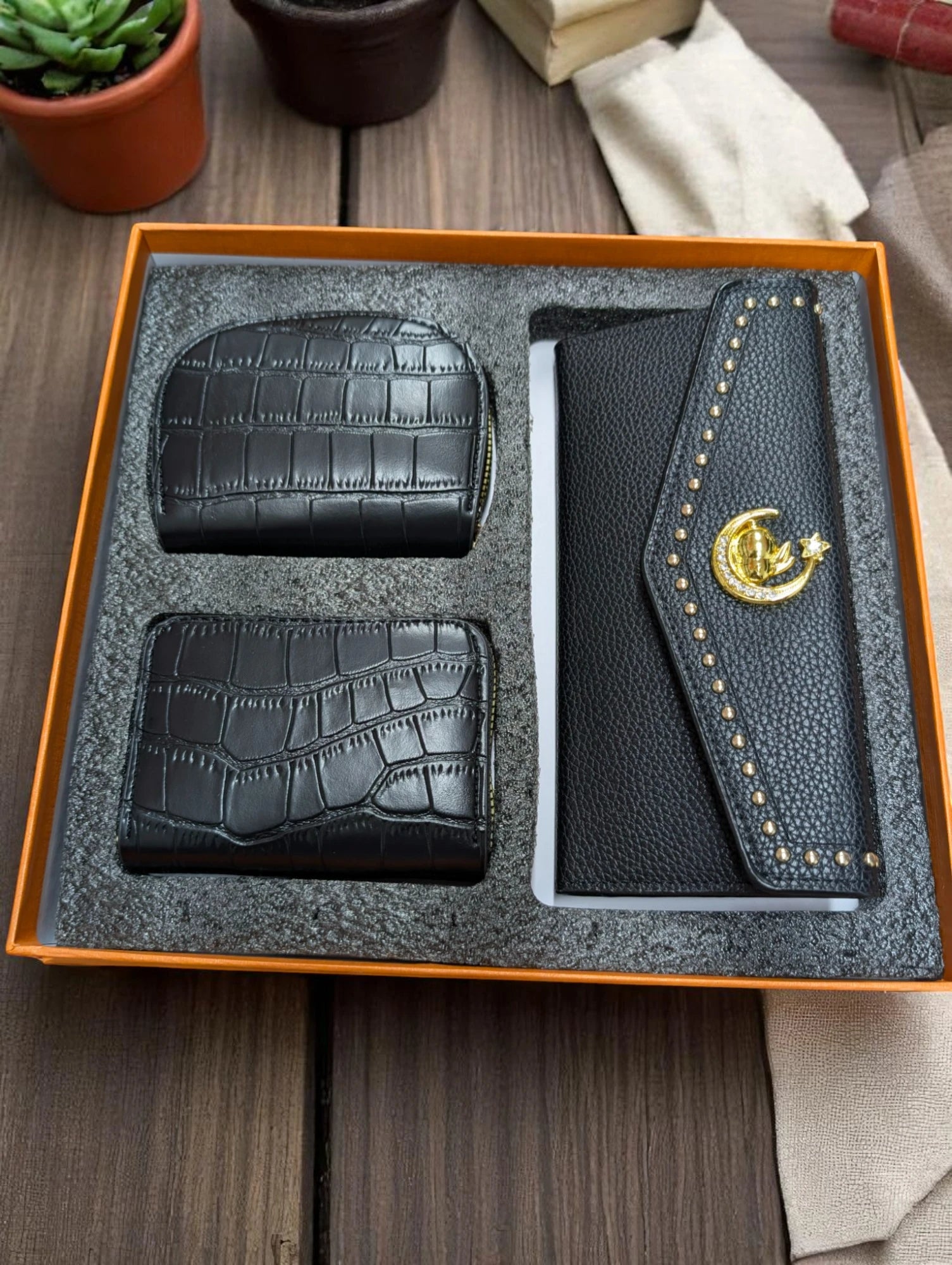Luxury Wallet Trio Gift Set with Box