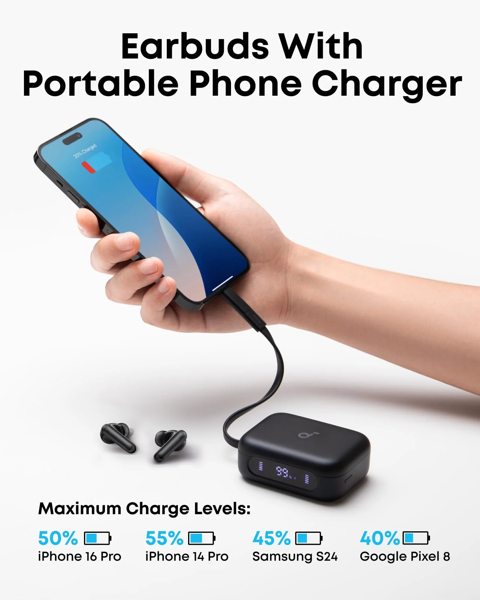 Anker Soundcore P41i Wireless Earbuds with Built-in Phone Charger & LED Display