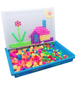 Montessori Mushroom Nail Puzzle Toy – 3D DIY Educational Jigsaw Game Board for Kids