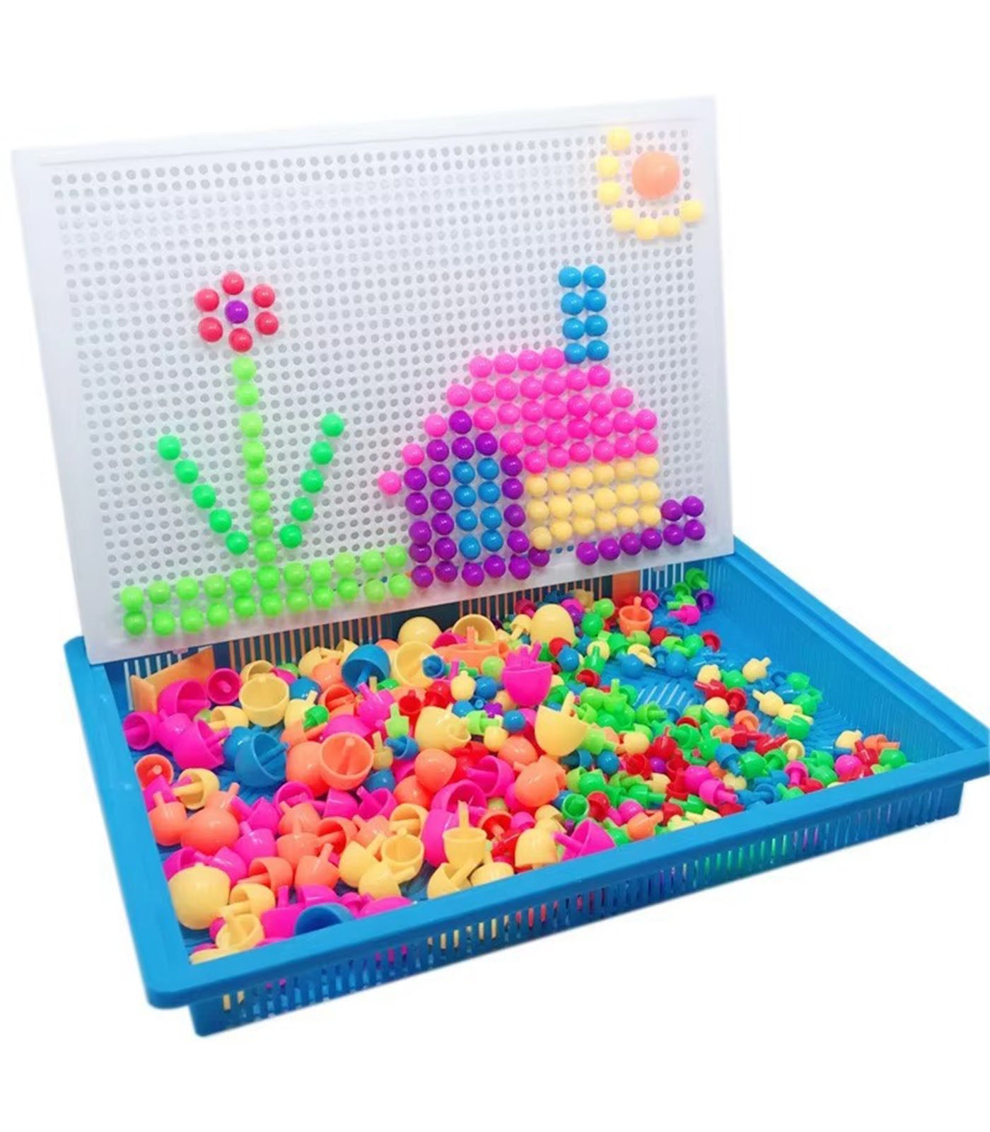 Montessori Mushroom Nail Puzzle Toy – 3D DIY Educational Jigsaw Game Board for Kids