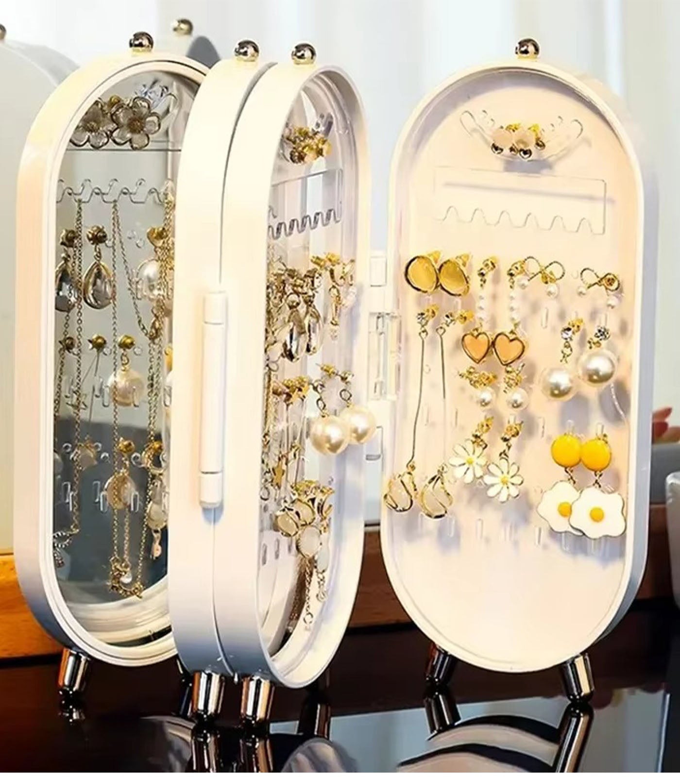 Multi Layer Dustproof Jewelry Organizer – Earrings, Rings, Necklaces Display Box for Women
