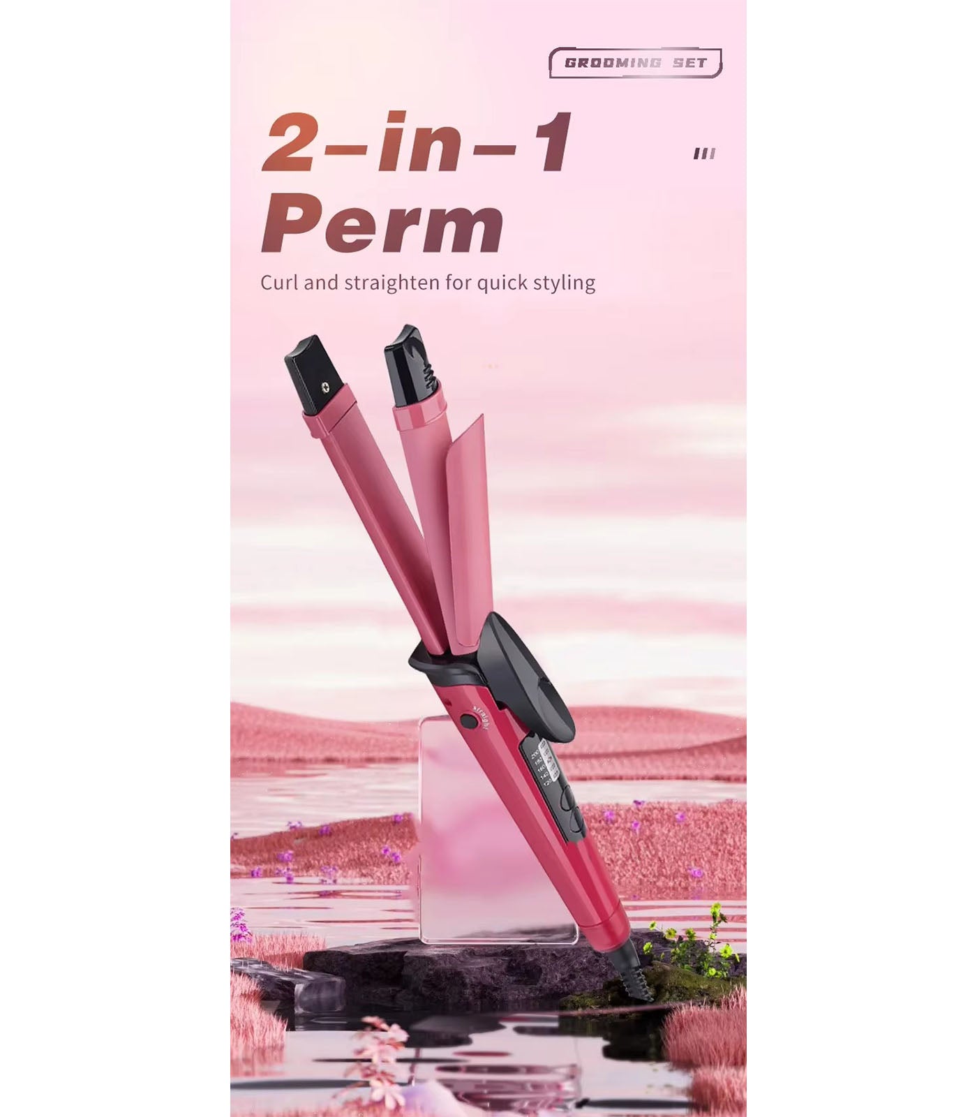 Multifunctional Negative Ion Hair Curling &amp; Straightening Comb – 2-in-1 Salon Styling Tool