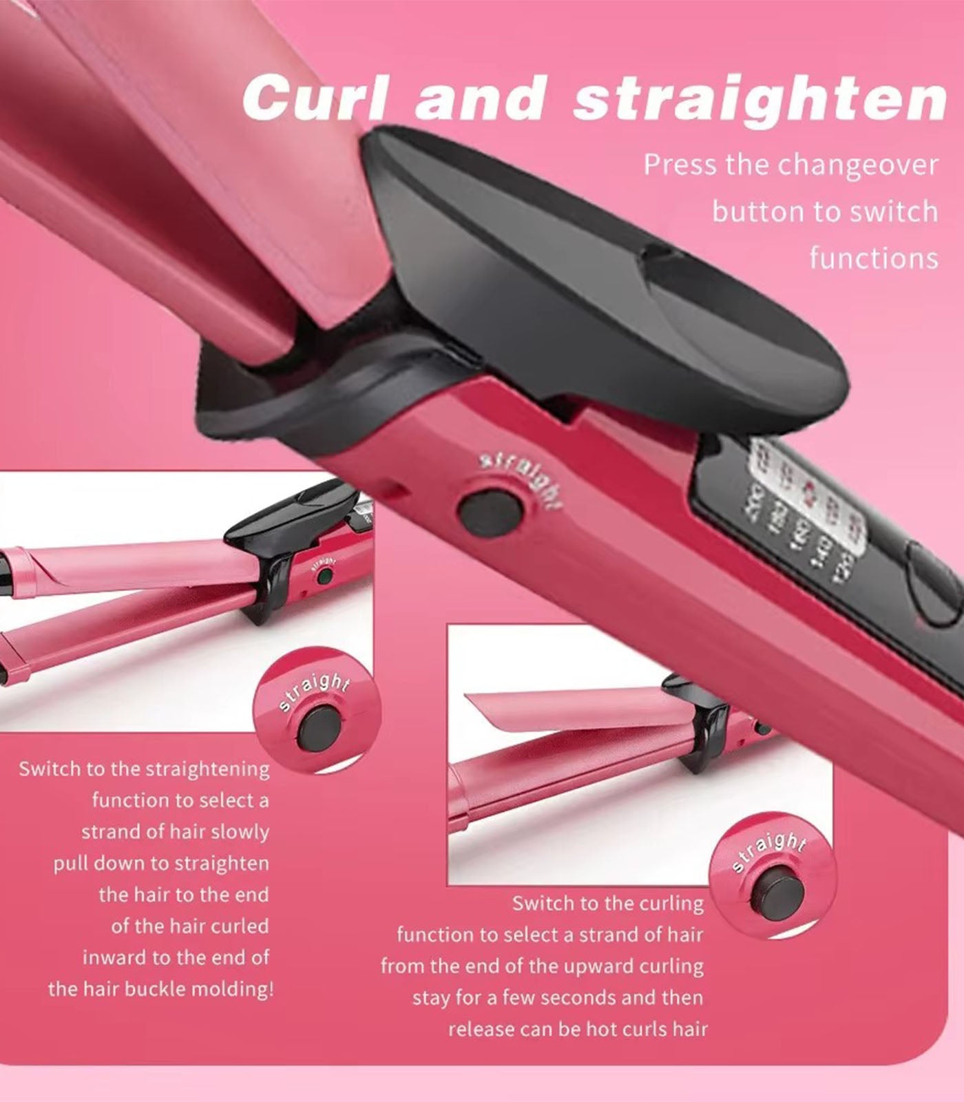 Multifunctional Negative Ion Hair Curling &amp; Straightening Comb – 2-in-1 Salon Styling Tool