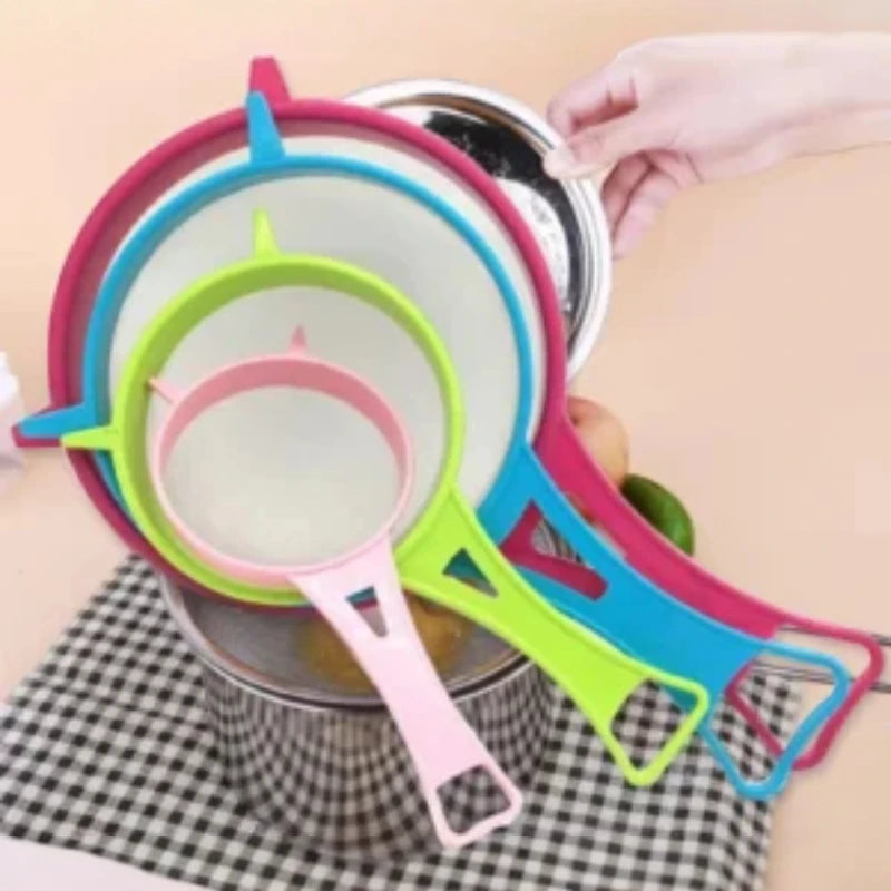 4 Piece Fine Mesh Colander Set – Perfect for straining Soy Milk, Tea, Juice & Flour with ease