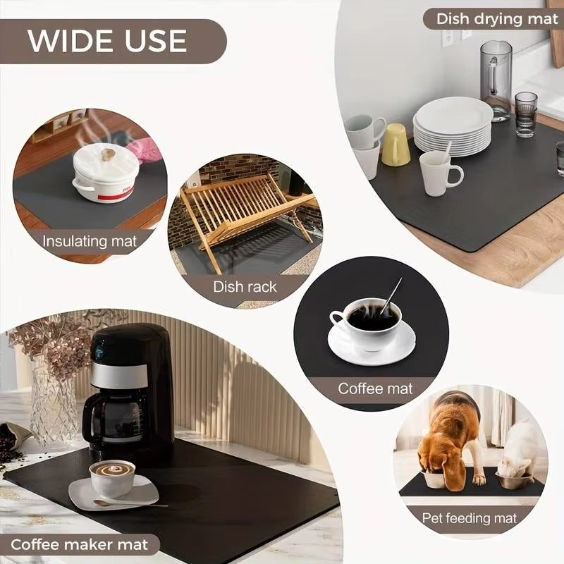 Non-Slip Super Absorbent Kitchen Dish Drying Mat