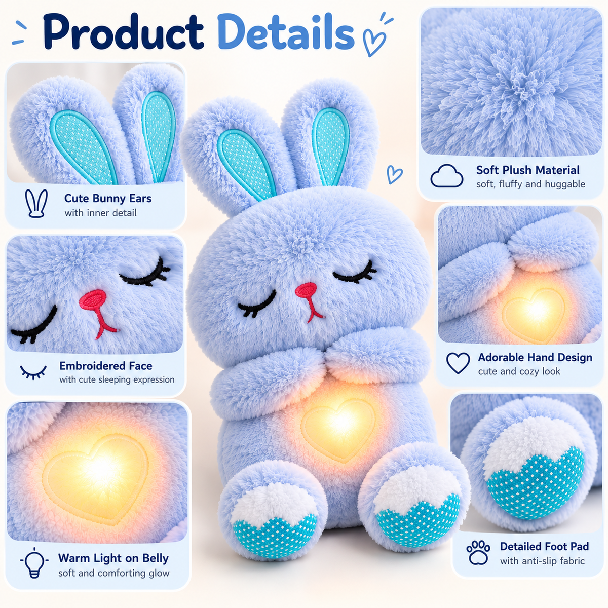 Cute Bunny Plush Night Light – Soft Glowing Bedtime Companion