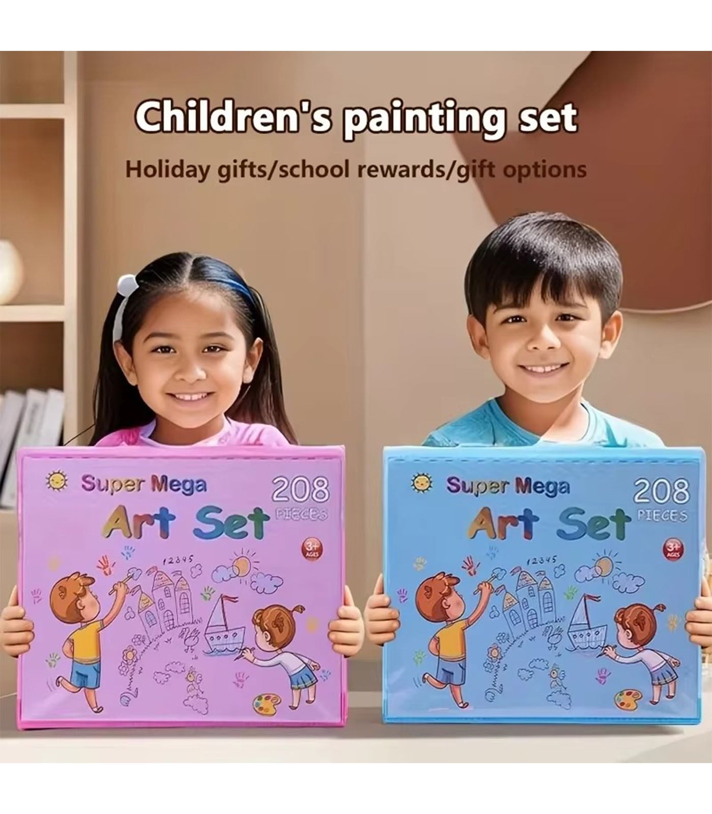 Pink Kids’ Art Set with Easel – Includes Drawing Book &amp; Sketch Templates, Perfect Starter Kit for Young Artists