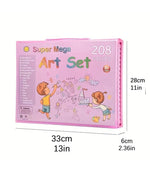 Pink Kids’ Art Set with Easel – Includes Drawing Book &amp; Sketch Templates, Perfect Starter Kit for Young Artists
