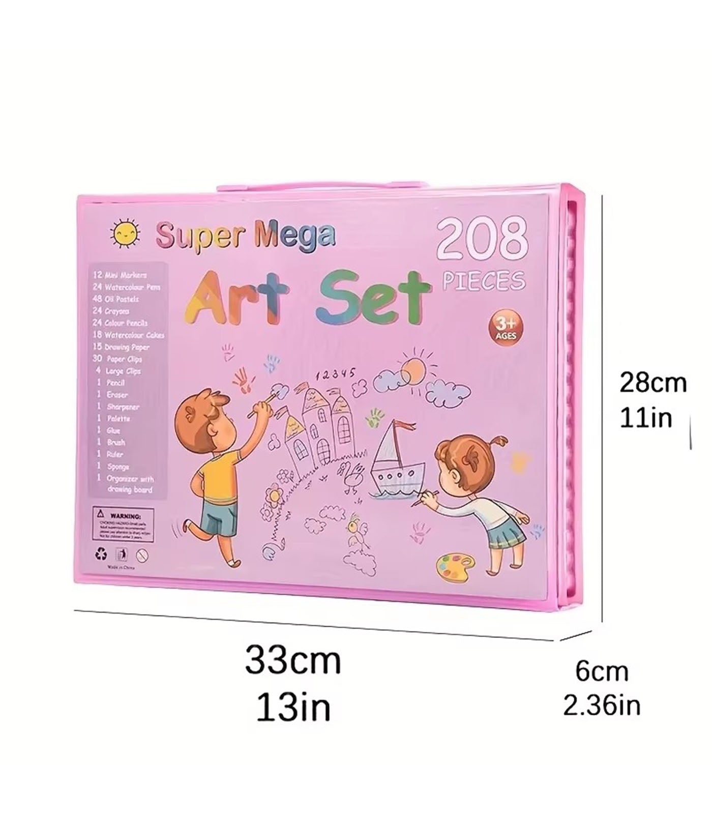 Pink Kids’ Art Set with Easel – Includes Drawing Book &amp; Sketch Templates, Perfect Starter Kit for Young Artists
