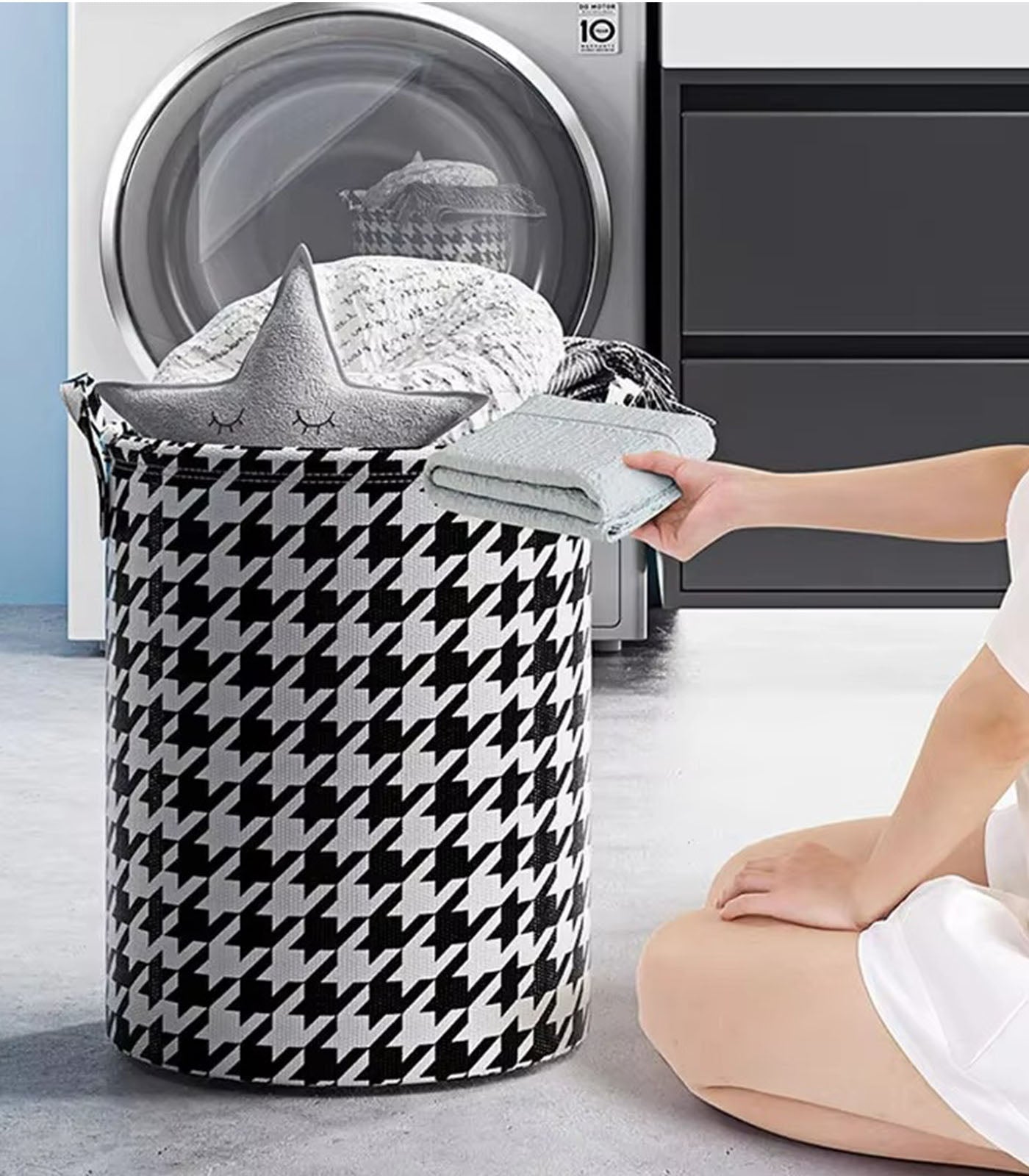 Foldable Cotton Linen Laundry Basket – Minimalist Storage Hamper