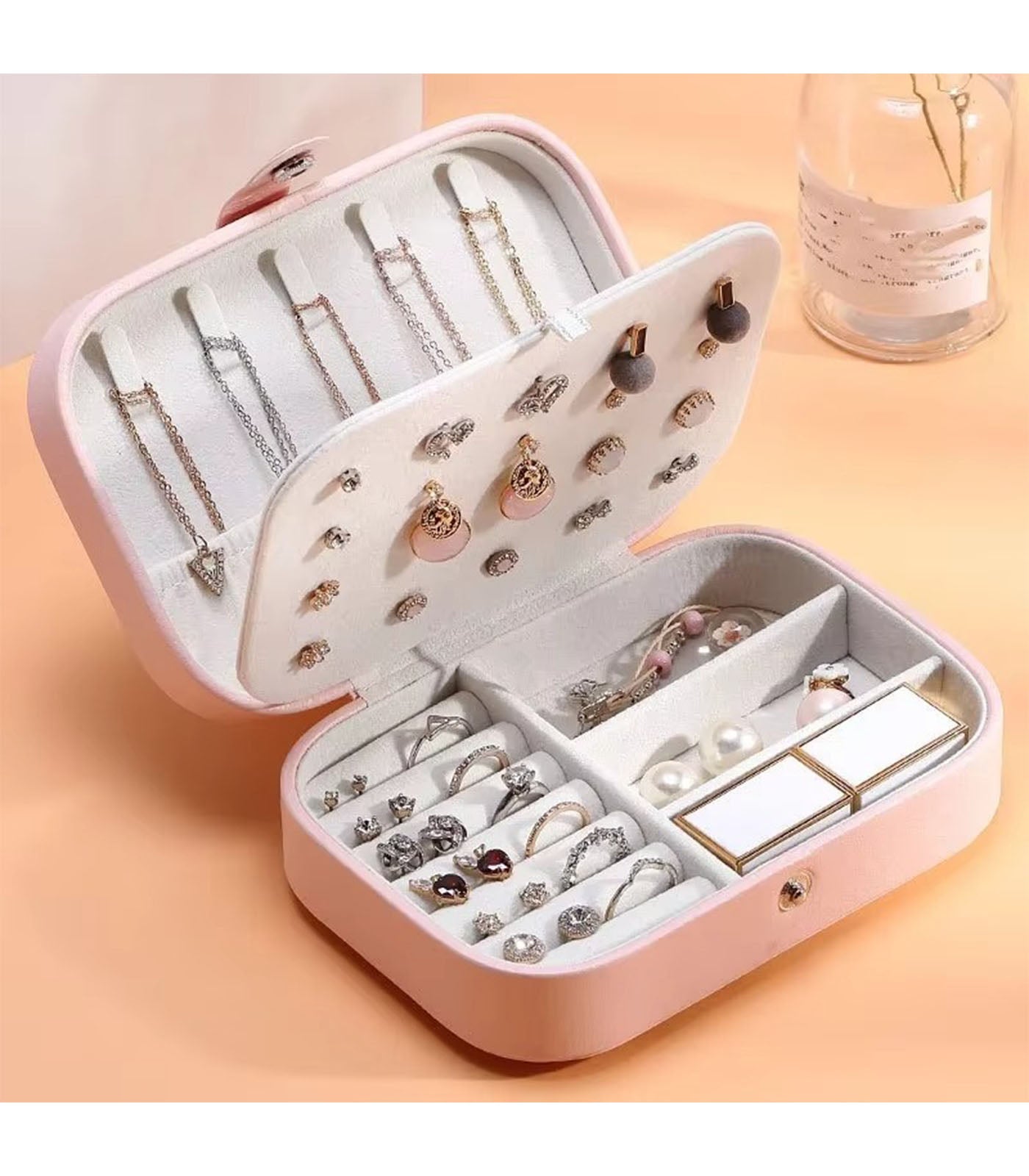 Portable Travel Jewelry Box - Jewelry Organizer & Display Rack