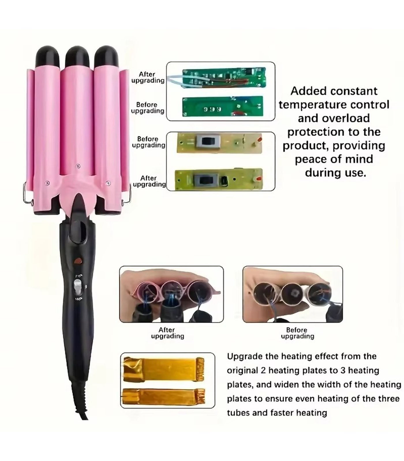 Professional Triple Barrel Curling Iron – M11 Hair Waver Styler with Adjustable Heat for Quick; Long-Lasting Curls