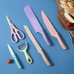 Professional Kitchen Knife Set – Macaron Collection with Chef Knives, Scissors & Peeler