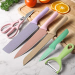 Professional Kitchen Knife Set – Macaron Collection with Chef Knives, Scissors & Peeler