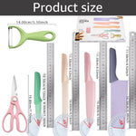 Professional Kitchen Knife Set – Macaron Collection with Chef Knives, Scissors & Peeler