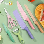 Professional Kitchen Knife Set – Macaron Collection with Chef Knives, Scissors & Peeler