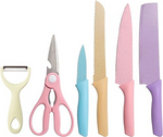 Professional Kitchen Knife Set – Macaron Collection with Chef Knives, Scissors & Peeler