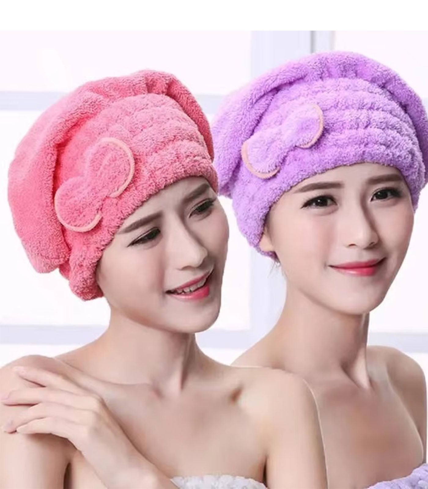 Quick-Dry Microfiber Hair Wrap Towel Cap – Soft Bowknot Shower Cap for Women