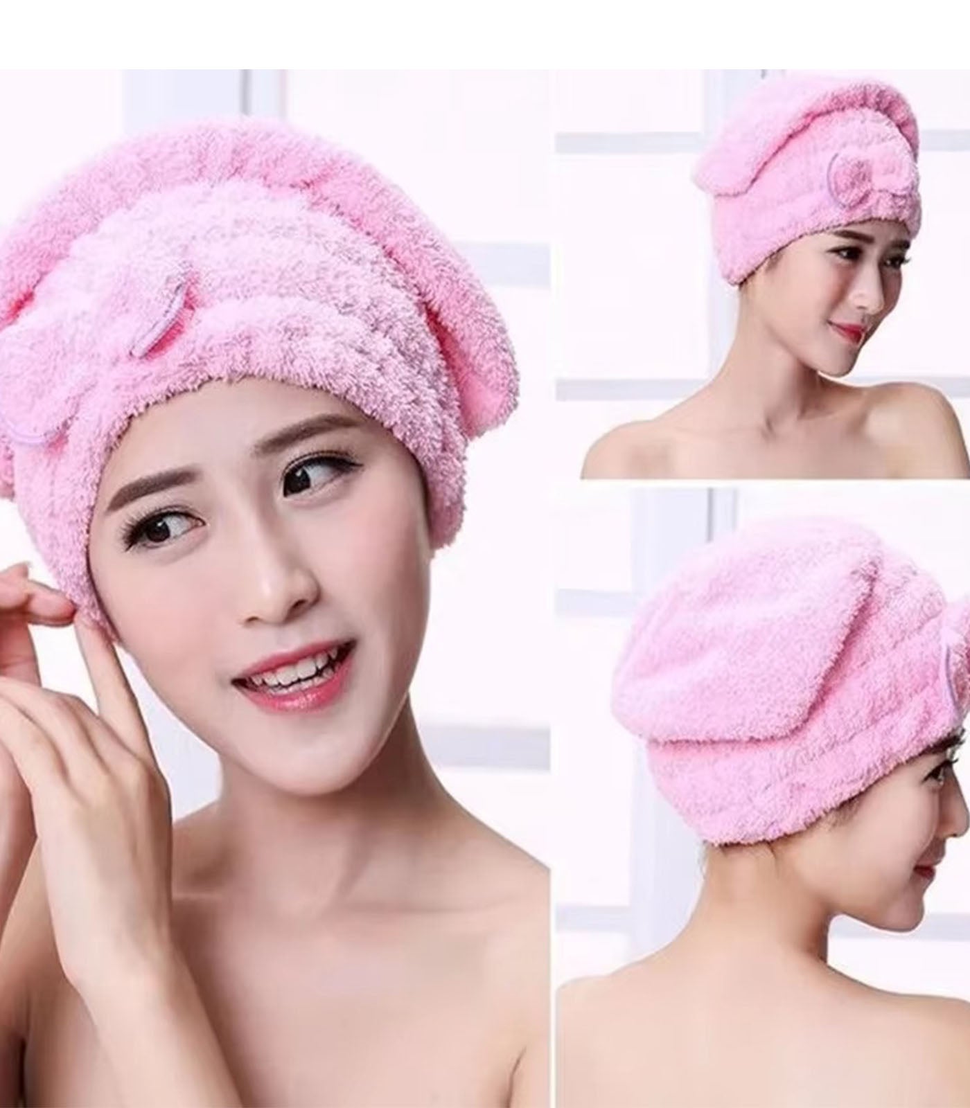 Quick-Dry Microfiber Hair Wrap Towel Cap – Soft Bowknot Shower Cap for Women