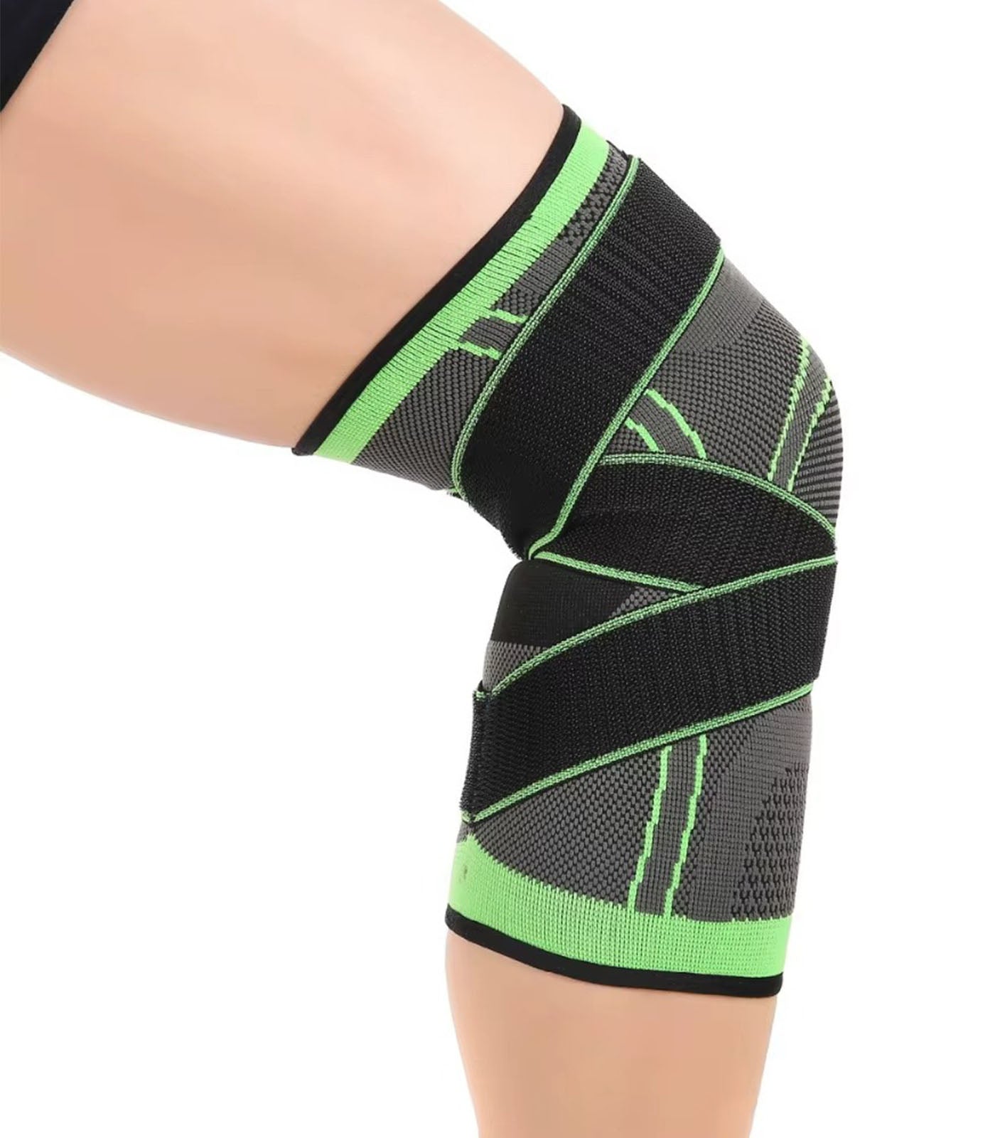 Adjustable elastic sports knee pad, side view