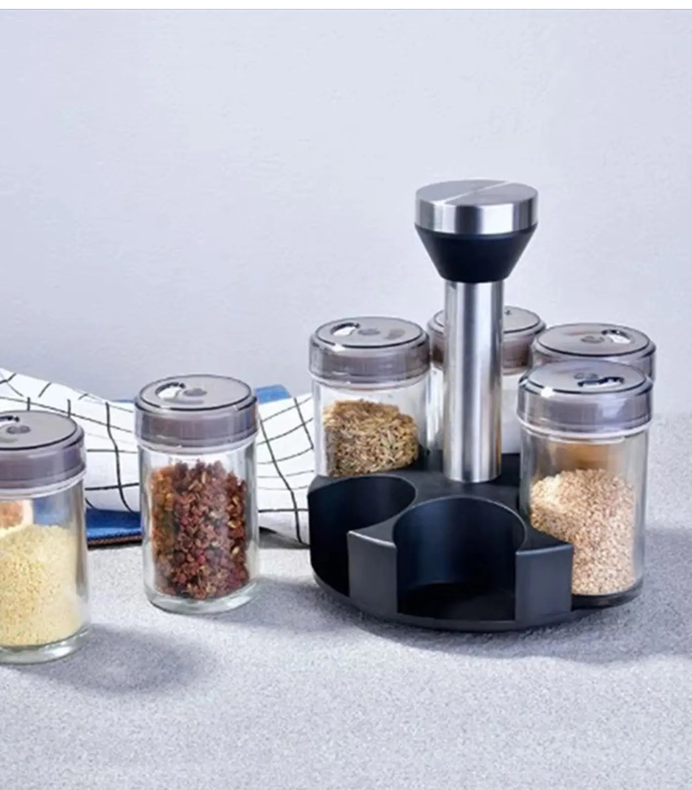 Revolving Spice Jar Organizer – Spinning Countertop Rack for Herbs &amp; Spices