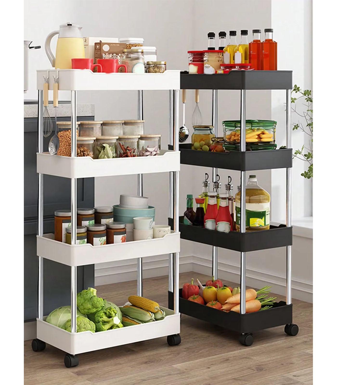 Rolling Gap Storage Rack – Slim Slide Organizer Shelf for Kitchen, Bathroom, &amp; Living Room