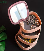 Rotating 4-Layer Jewelry Organizer Box with Mirror – Storage for Necklaces, Earrings, Bracelets & Rings