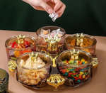 Rotating 5-Grid Snack Storage Bowl – Candy, Dry Fruit & Snack Organizer