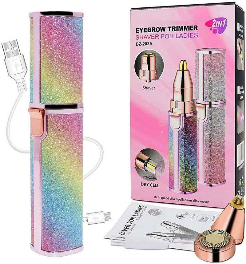 2-in-1 Women's Rechargeable Eyebrow Trimmer & Facial Hair Remover – Portable USB Electric Shaver