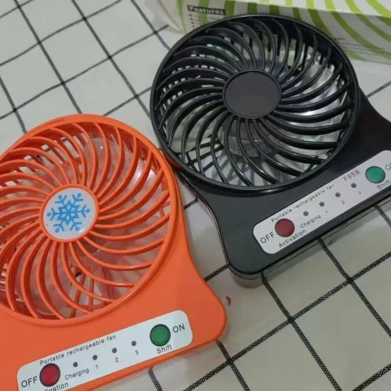 Mini Portable USB Rechargeable Fan with LED Light | Handheld & Desktop Cooling Fan (1200mAh Battery)