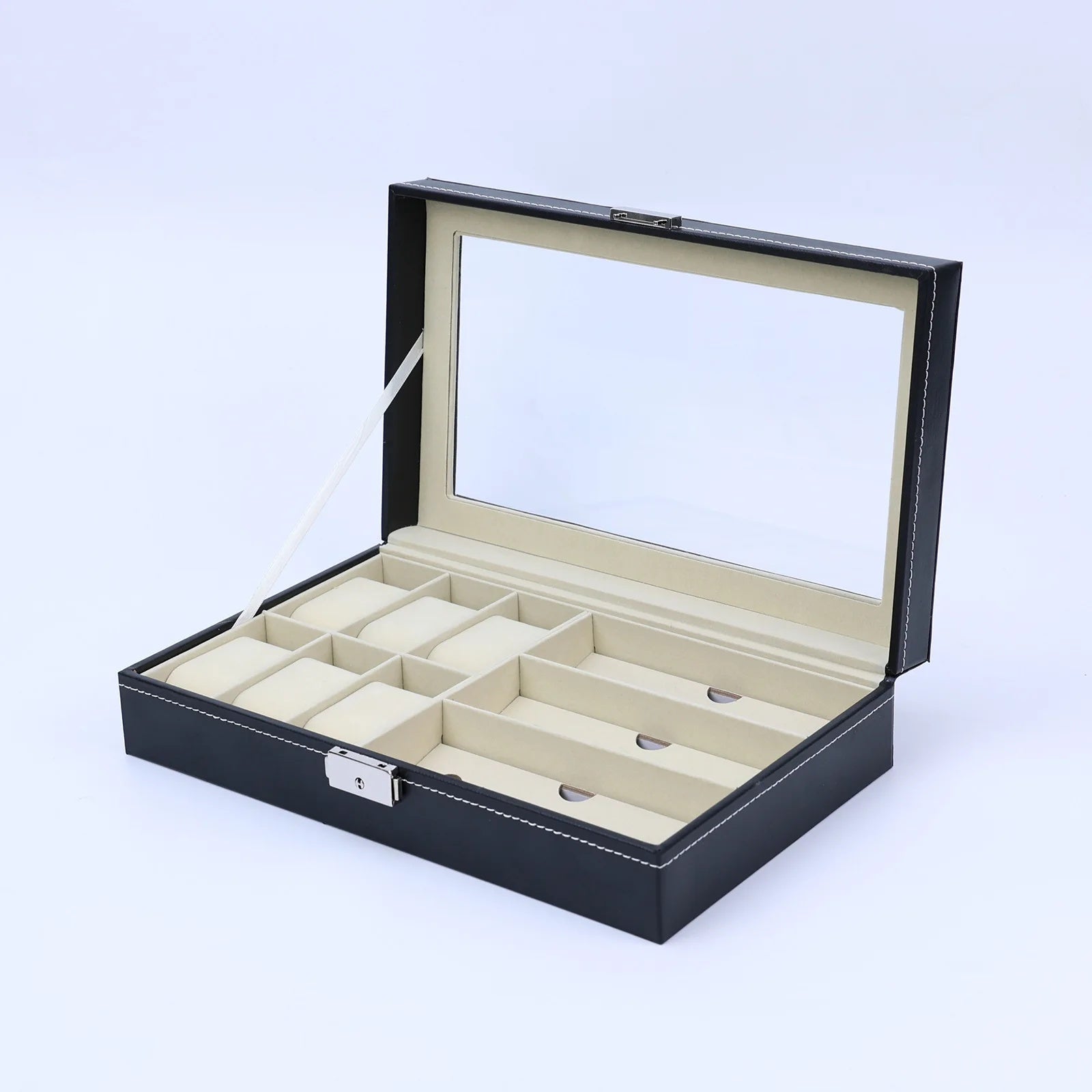 Luxury Watch & Sunglasses Storage Box with Glass Display Lid