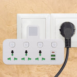 14-in-1 Universal Power Strip with USB-C & USB Fast Charging – Individual Switches & Flat Plug Extension Socket