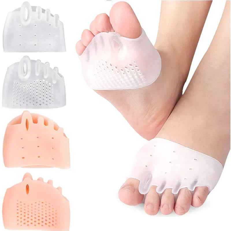 Silicone Forefoot Pads (2 Pairs) — Five-Hole Honeycomb Toe Separator | Gel Cushion for Bunions, Callus, Corn & Blister Relief
