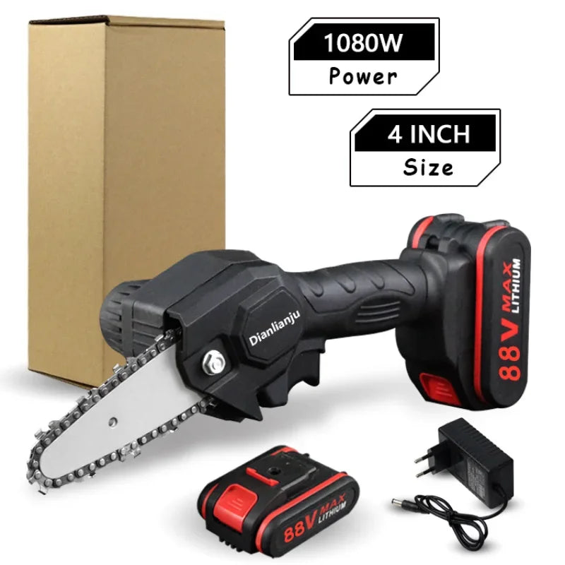 24V Cordless Mini Chainsaw | Portable One-Hand Electric Chainsaw with Rechargeable Battery