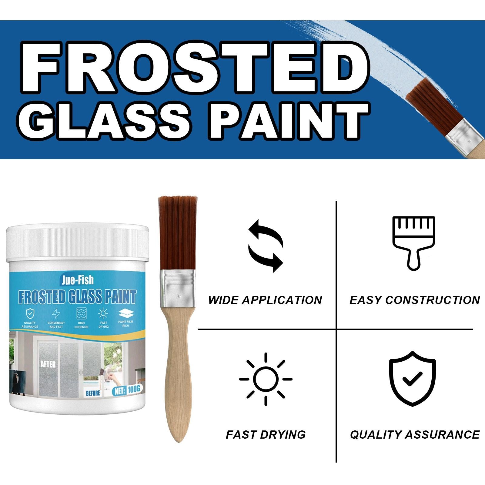100ml Frosted Glass Privacy Paint – Waterproof Frosted Window & Glass Coating for Bathroom, Office & Home