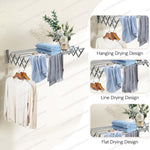 Wall-Mounted Retractable Clothes Drying Rack | Foldable Aluminum Laundry & Towel Hanger