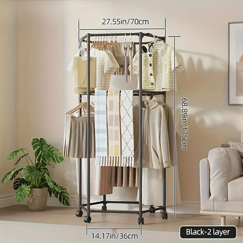 360° Rotating Clothes Rack – Multi-Level Heavy-Duty Garment & Clothing Storage Rack