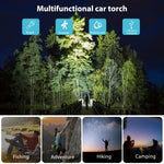 Multi-Functional LED Rechargeable Flashlight with Safety Hammer, Window Breaker, COB Work Light & Power Bank