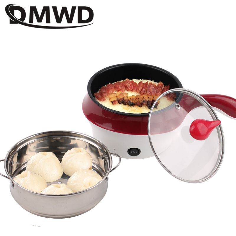 2-in-1 Electric Cooking Pot with Stainless Steel Steamer – Multi-Function Mini Hot Pot & Food Steamer