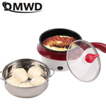 2-in-1 Electric Cooking Pot with Stainless Steel Steamer – Multi-Function Mini Hot Pot & Food Steamer