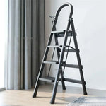 4-Step Folding Ladder with Safety Handrail | Heavy-Duty Metal Household Step Ladder