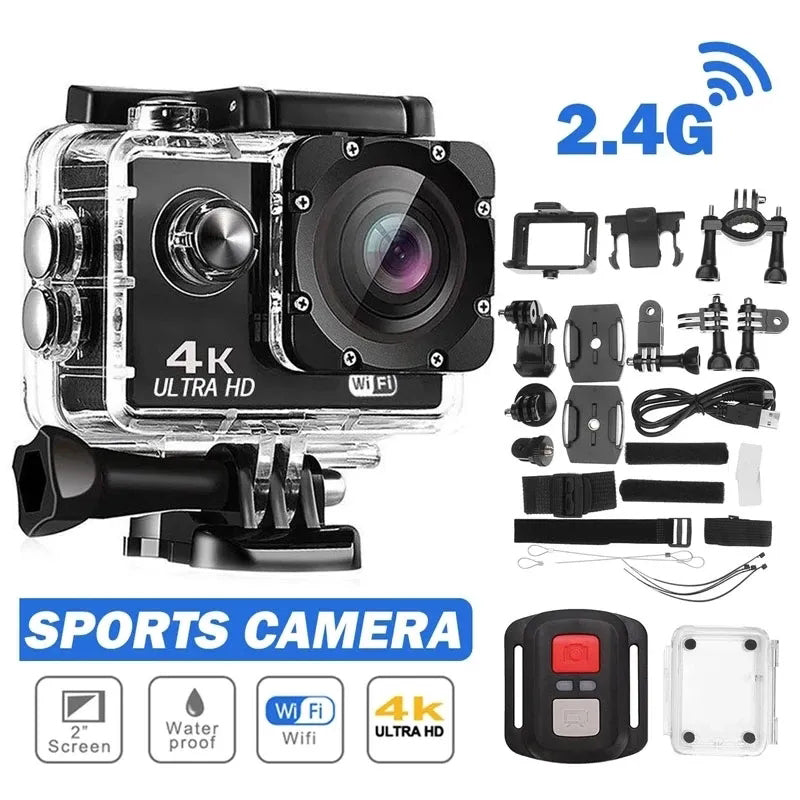 4K Ultra HD WiFi Action Camera – 12MP Waterproof Sports Camera with Mounting Accessories