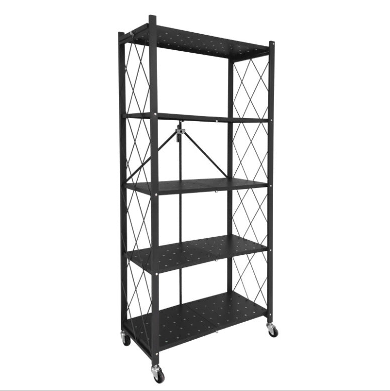 5-Tier Heavy Duty Kitchen Storage Rack with Wheels | Multi-Purpose Metal Microwave & Appliance Organizer Shelf