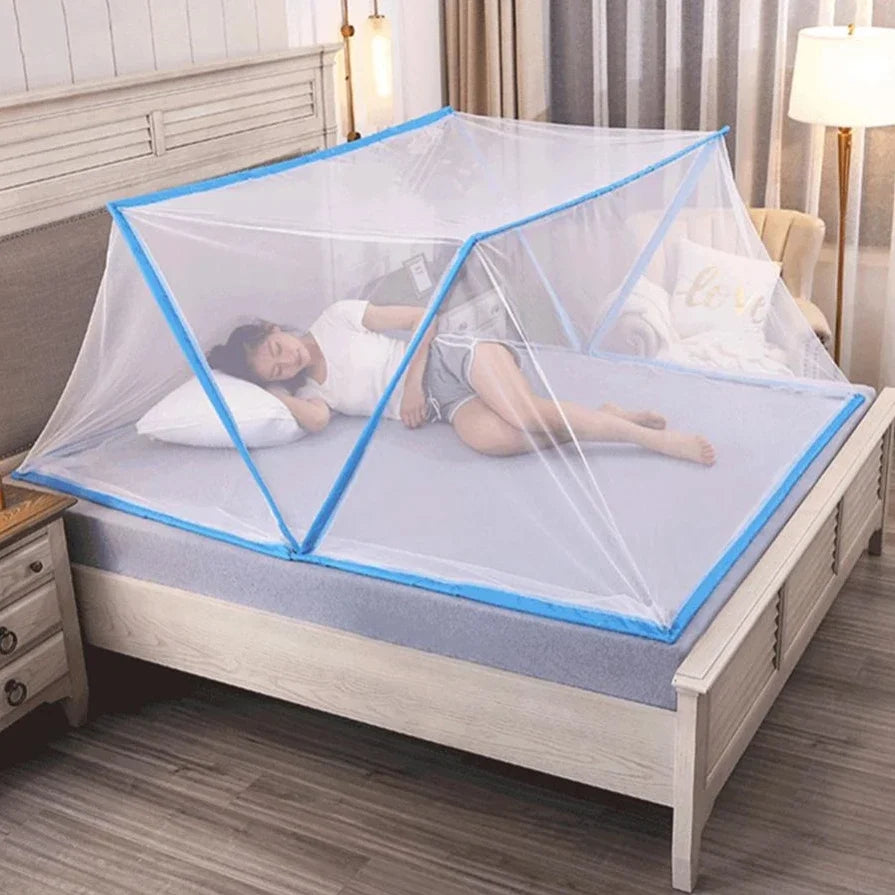 Foldable Pop-Up Mosquito Net Tent for Bed – Portable Zippered Insect Protection